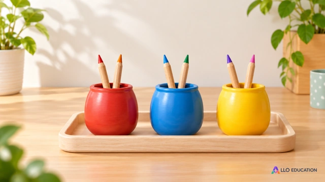 Trois pots, deux crayons chacun